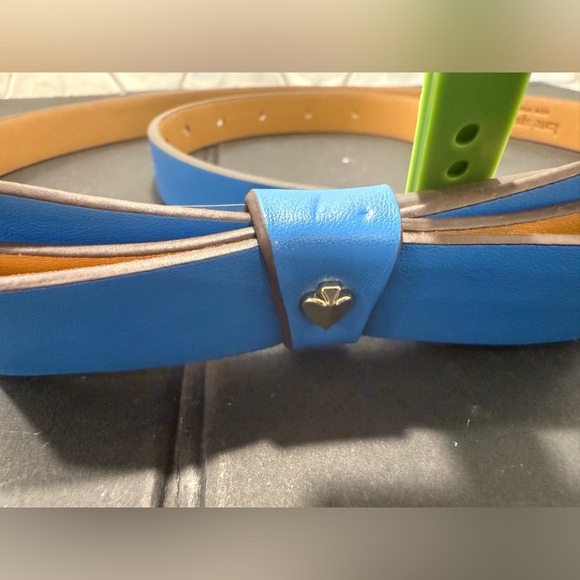 Kate Spade NY Bow Leather Belt Calfskin Leather Size Large Riverside Blue NWT - Picture 5 of 8